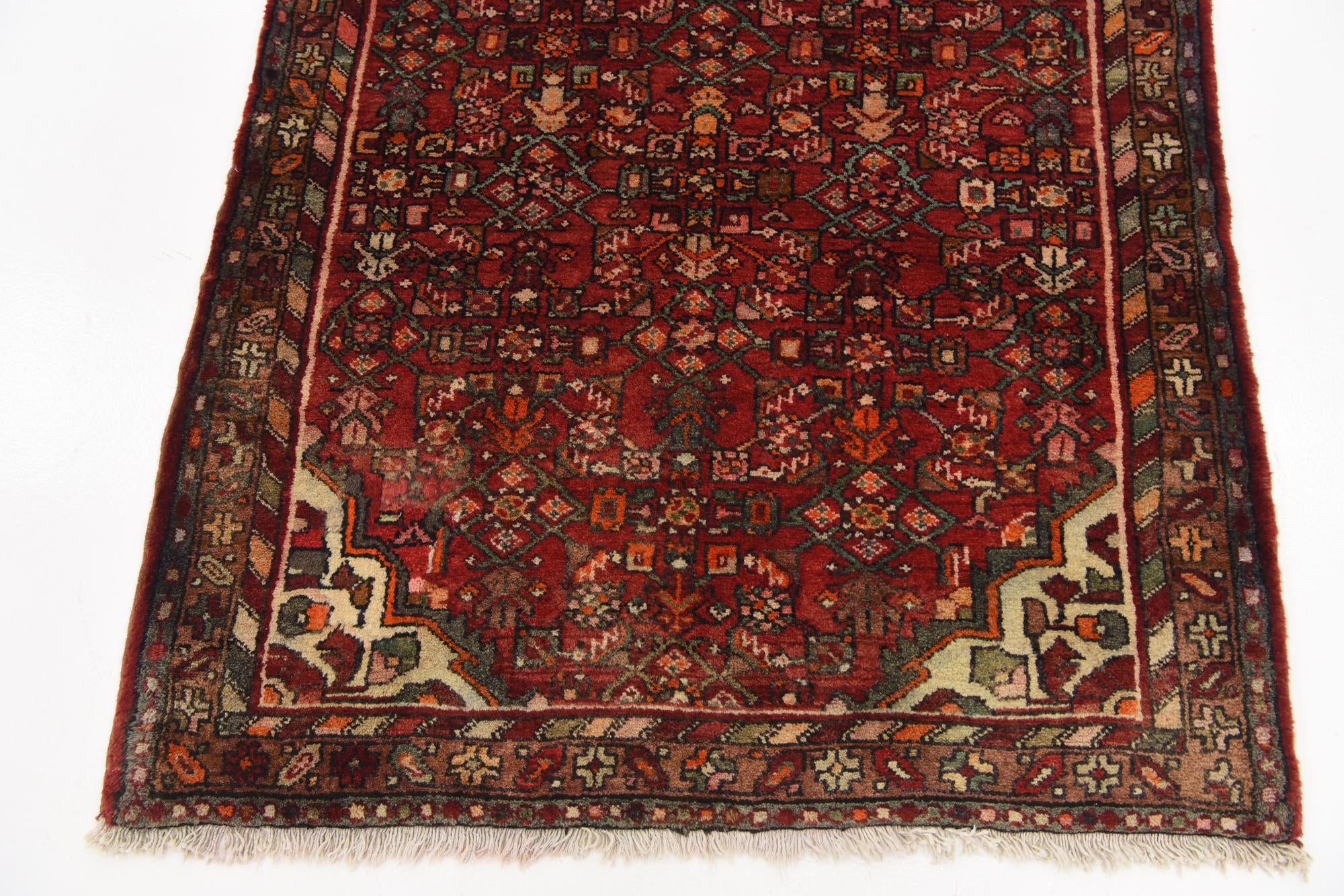 3' 7 x 10' 5 Hand Knotted Hossainabad Persian Wool Runner Rug