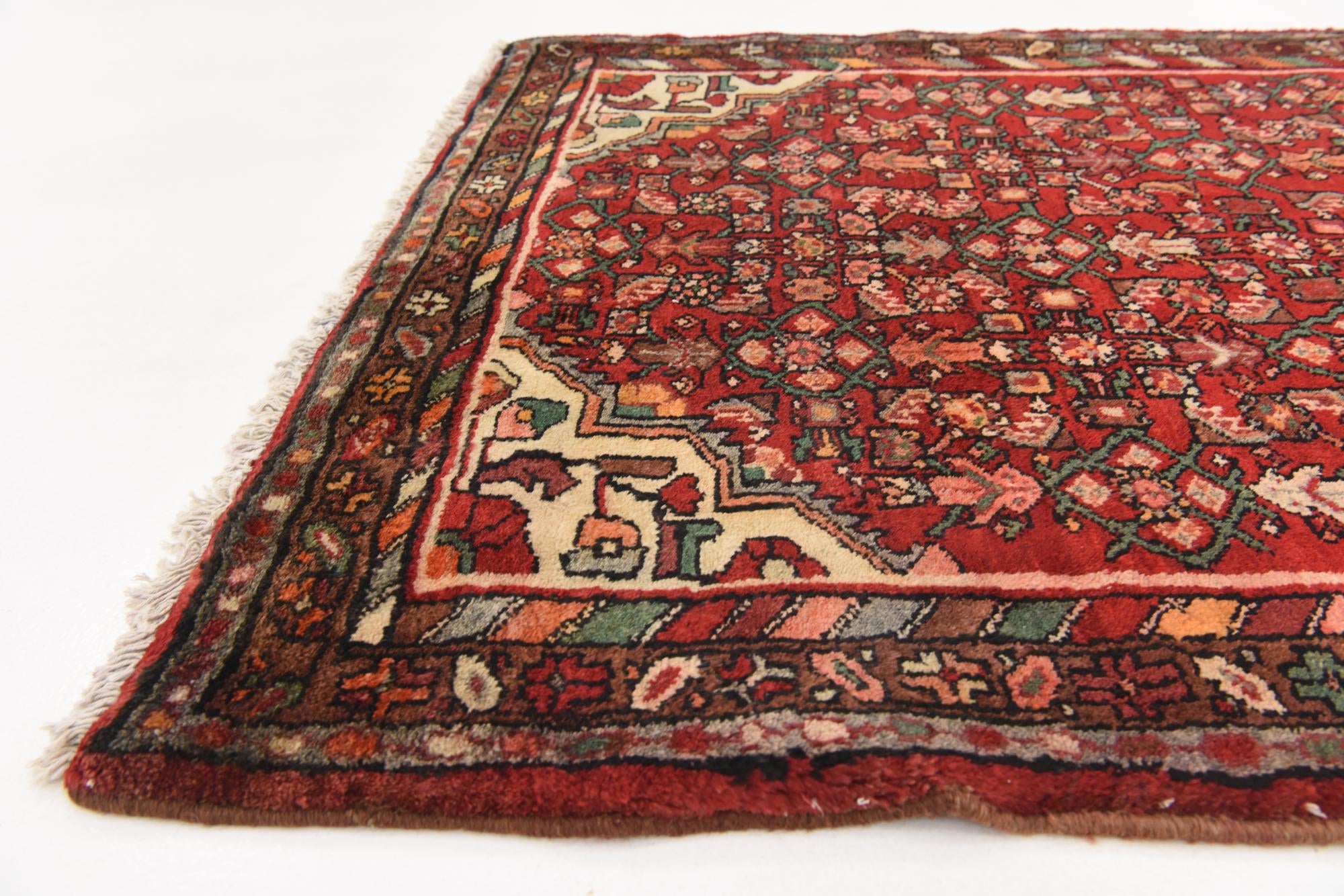 3' 7 x 10' 5 Hand Knotted Hossainabad Persian Wool Runner Rug