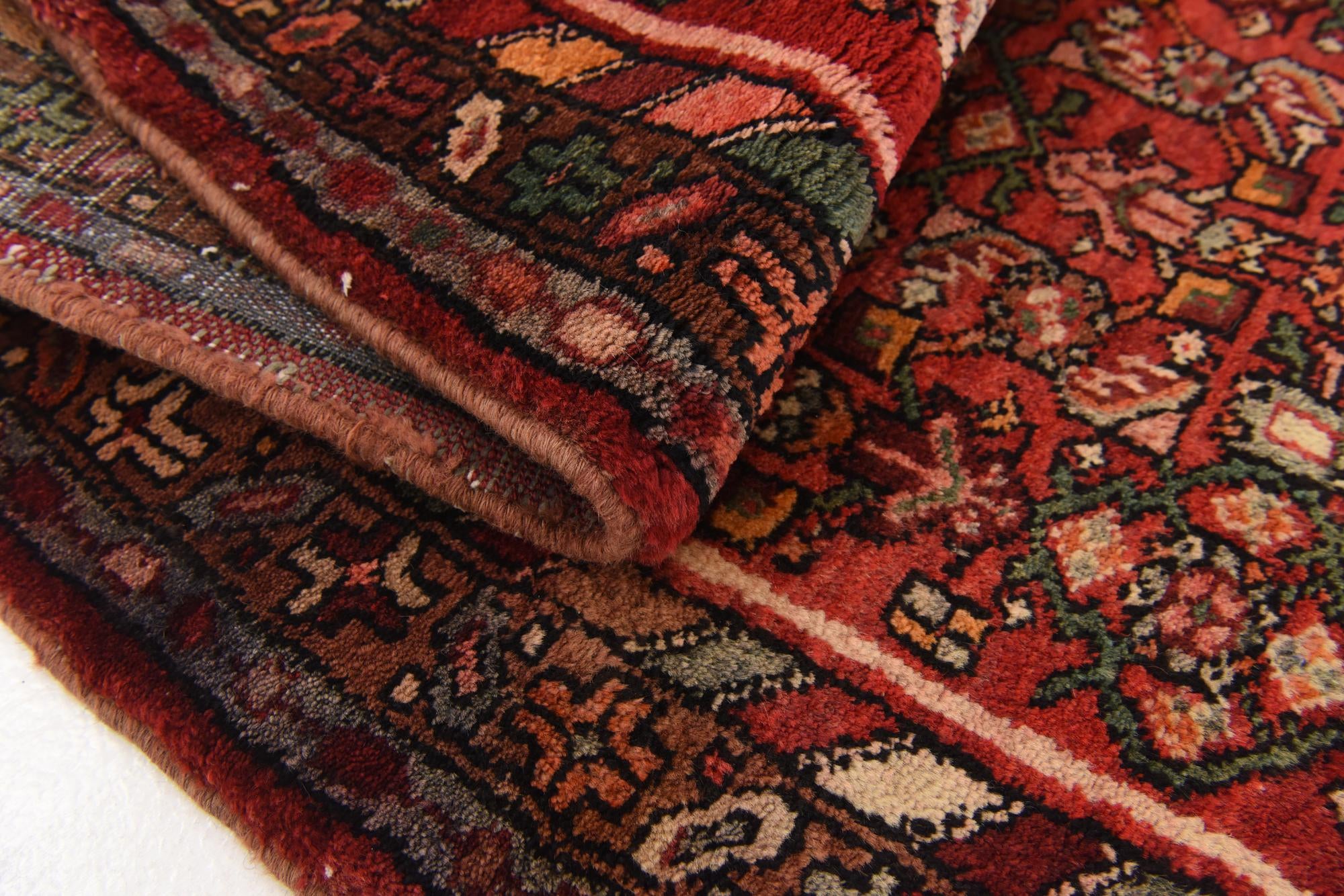 3' 7 x 10' 5 Hand Knotted Hossainabad Persian Wool Runner Rug