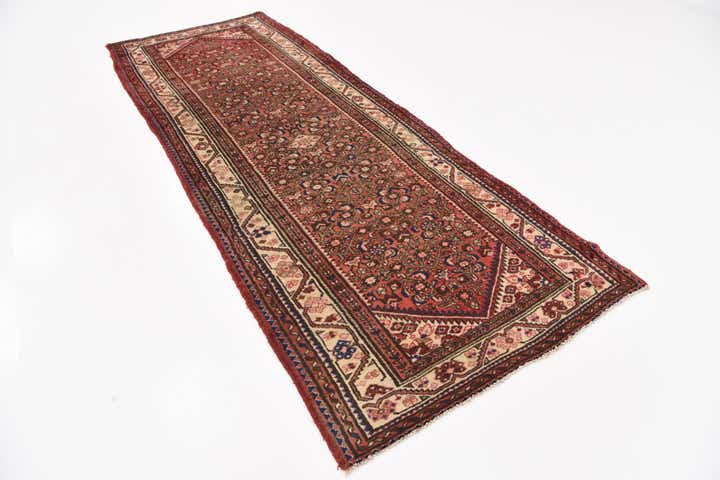 3' 10 x 10' 3 Hand Knotted Hossainabad Persian Wool Runner Rug