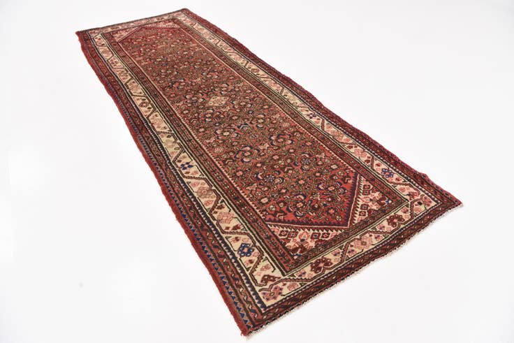 Detail image of 3' 10 x 10' 3 Hand Knotted Hossainabad Persian Wool Runner Rug