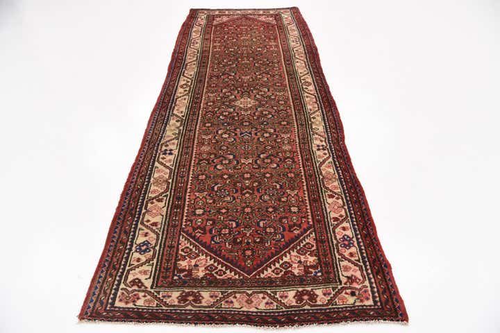 3' 10 x 10' 3 Hand Knotted Hossainabad Persian Wool Runner Rug
