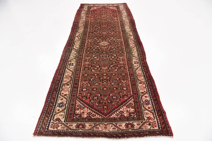 Detail image of 3' 10 x 10' 3 Hand Knotted Hossainabad Persian Wool Runner Rug