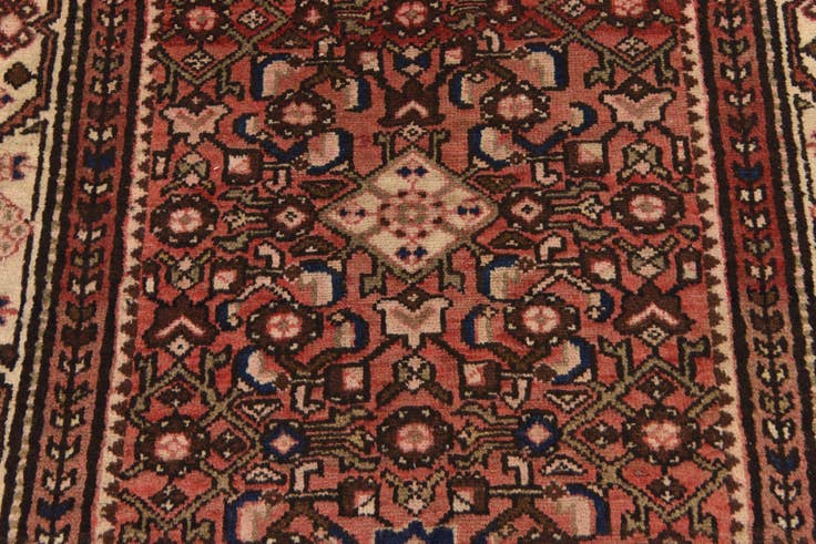 Detail image of 3' 10 x 10' 3 Hand Knotted Hossainabad Persian Wool Runner Rug