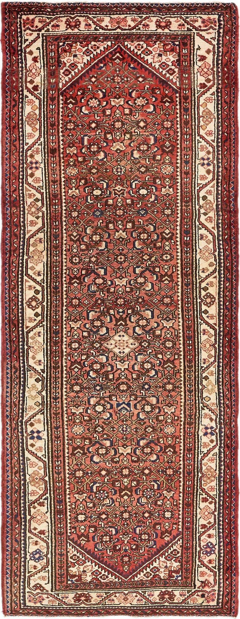 3' 10 x 10' 3 Hand Knotted Hossainabad Persian Wool Runner Rug