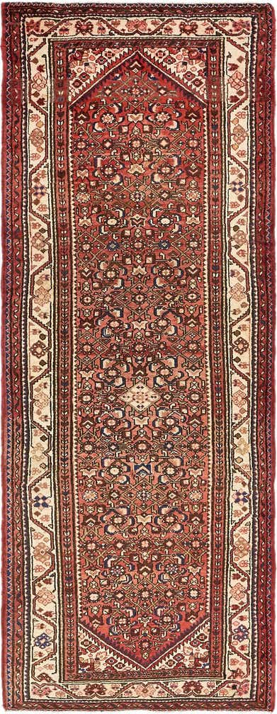 3' 10 x 10' 3 Hand Knotted Hossainabad Persian Wool Runner Rug