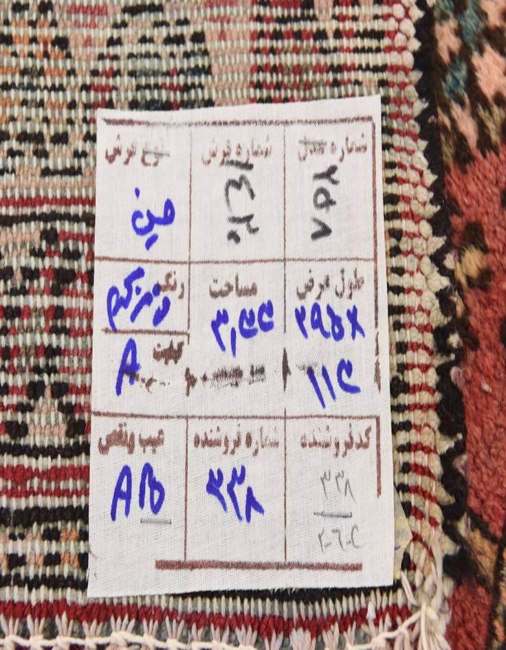 Detail image of 3' 8 x 9' 9  Hand Knotted Hossainabad Persian Wool Runner Rug