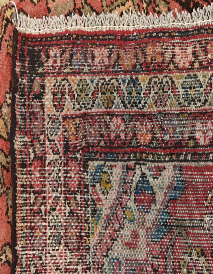 Detail image of 3' 8 x 9' 9  Hand Knotted Hossainabad Persian Wool Runner Rug