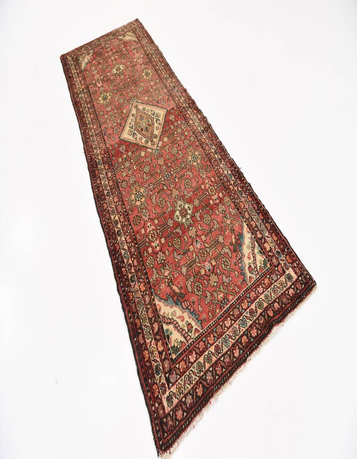 Detail image of 3' 8 x 9' 9  Hand Knotted Hossainabad Persian Wool Runner Rug