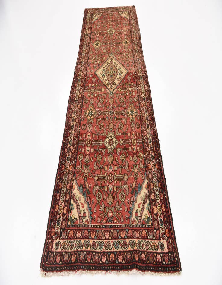 Detail image of 3' 8 x 9' 9  Hand Knotted Hossainabad Persian Wool Runner Rug