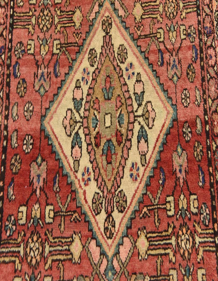 Detail image of 3' 8 x 9' 9  Hand Knotted Hossainabad Persian Wool Runner Rug