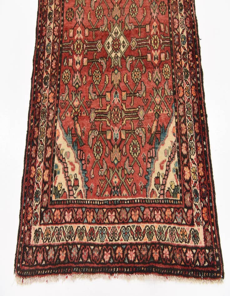 Detail image of 3' 8 x 9' 9  Hand Knotted Hossainabad Persian Wool Runner Rug