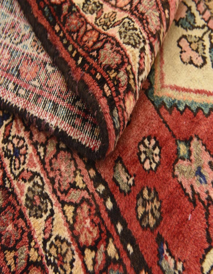 Detail image of 3' 8 x 9' 9  Hand Knotted Hossainabad Persian Wool Runner Rug