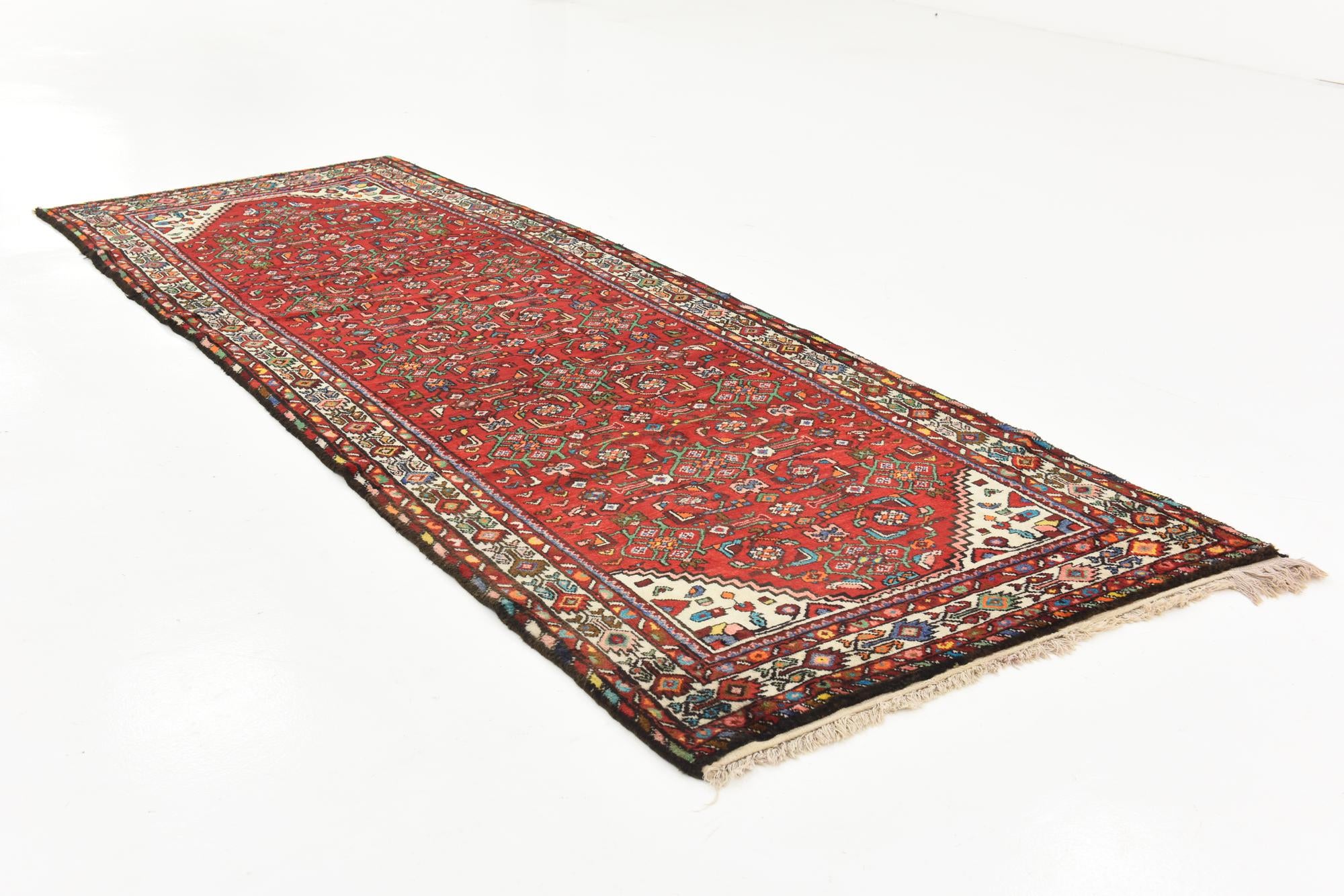 3' 10 x 10' 3 Hand Knotted Hossainabad Persian Wool Runner Rug
