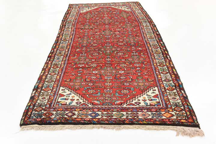3' 10 x 10' 3 Hand Knotted Hossainabad Persian Wool Runner Rug