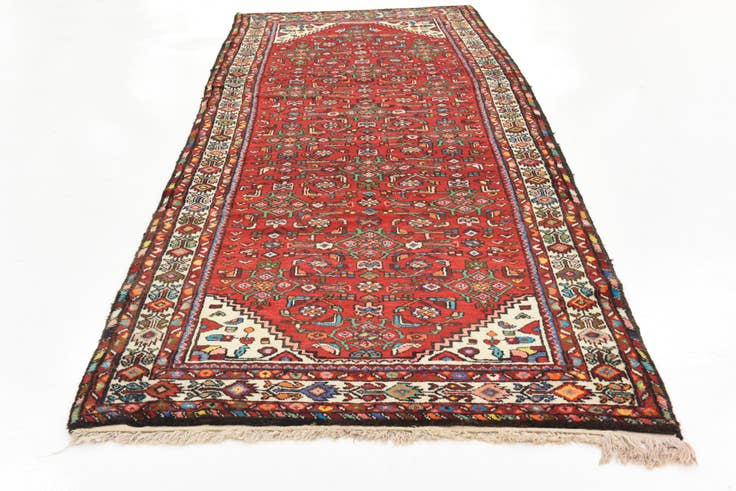 Detail image of 3' 10 x 10' 3 Hand Knotted Hossainabad Persian Wool Runner Rug