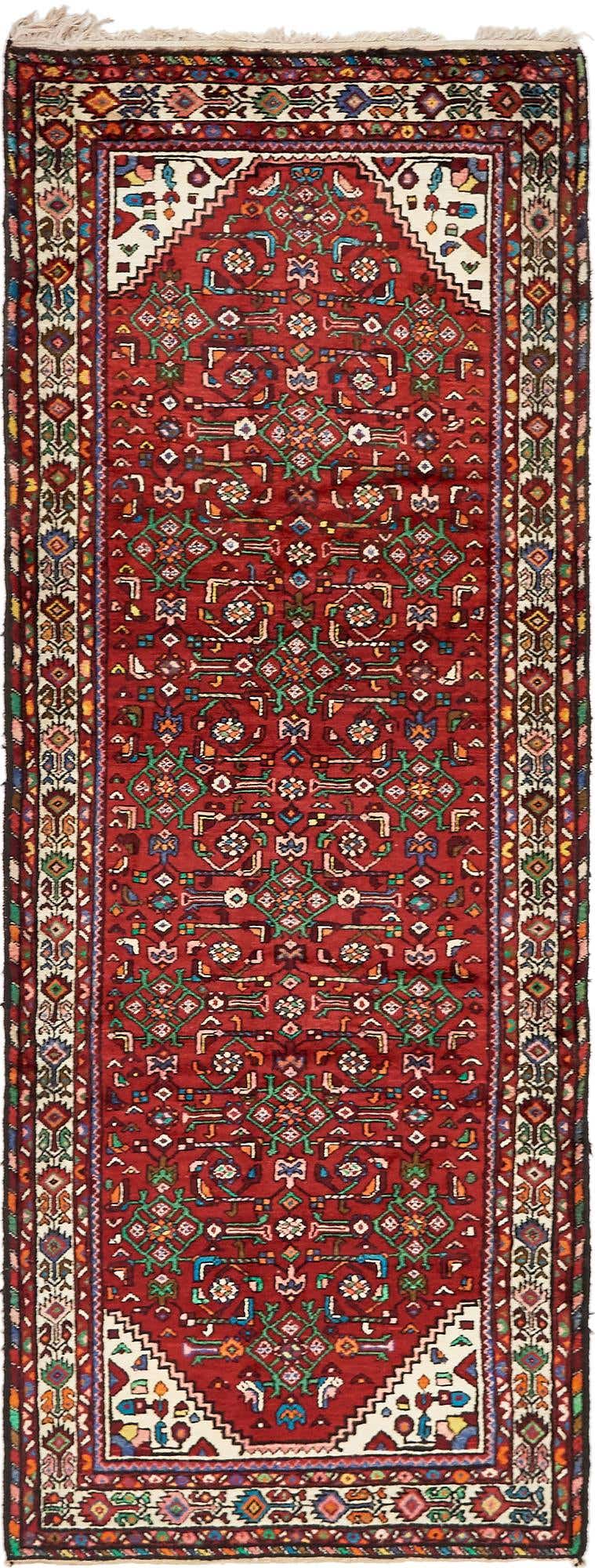3' 10 x 10' 3 Hand Knotted Hossainabad Persian Wool Runner Rug