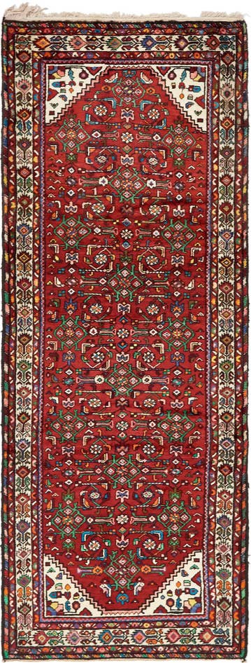 Detail image of 3' 10 x 10' 3 Hand Knotted Hossainabad Persian Wool Runner Rug
