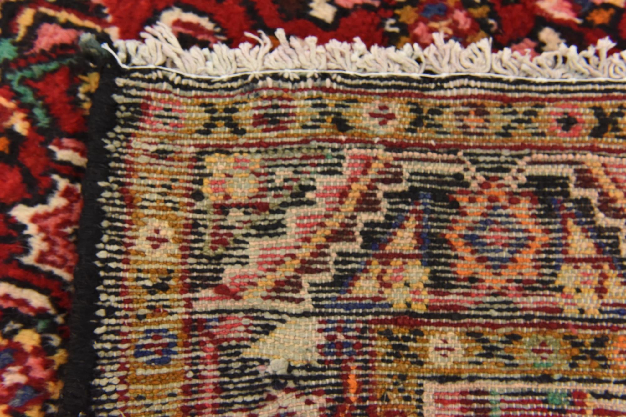 3' 8 x 9' 5 Hand Knotted Hossainabad Persian Wool Runner Rug