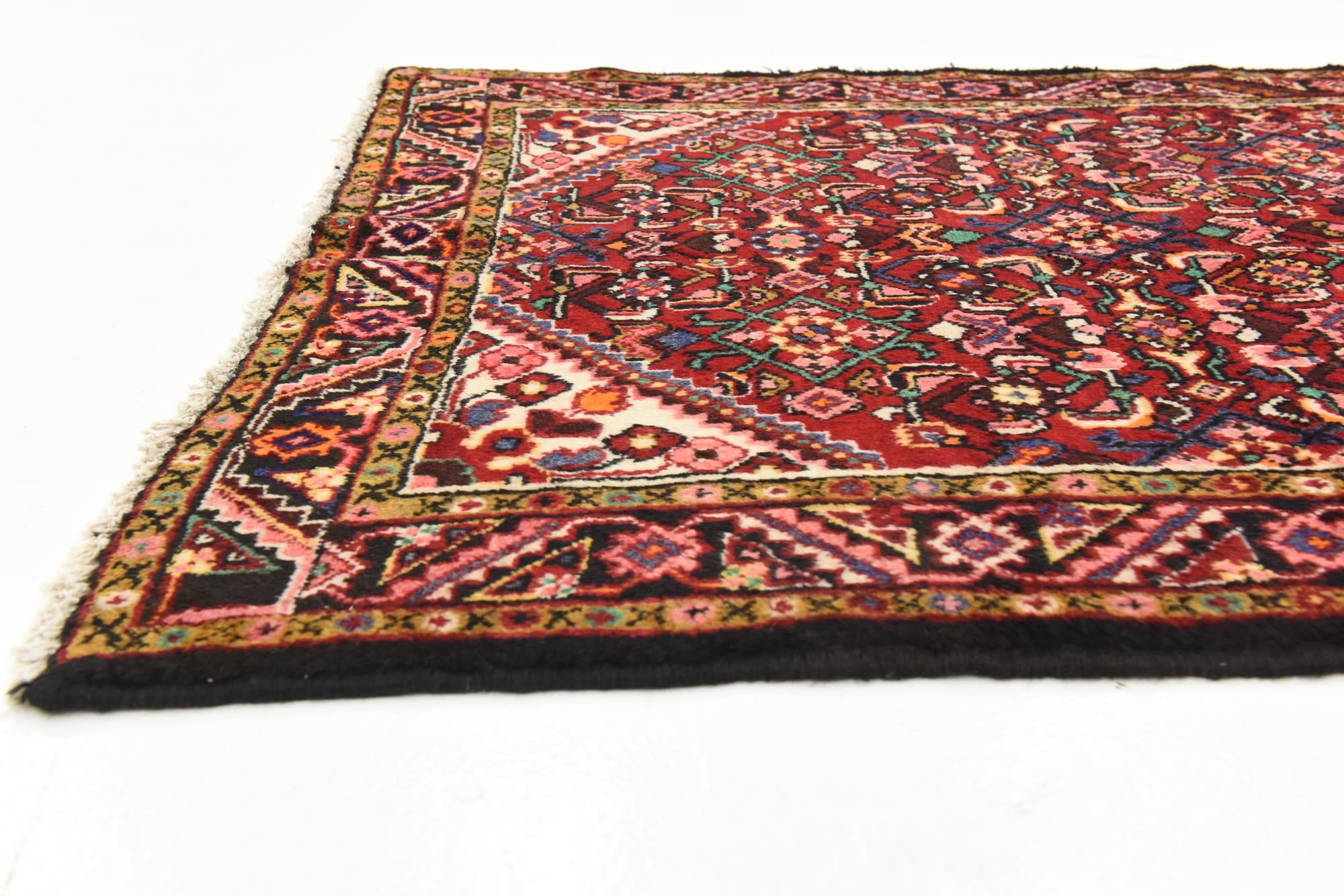 3' 8 x 9' 5 Hand Knotted Hossainabad Persian Wool Runner Rug