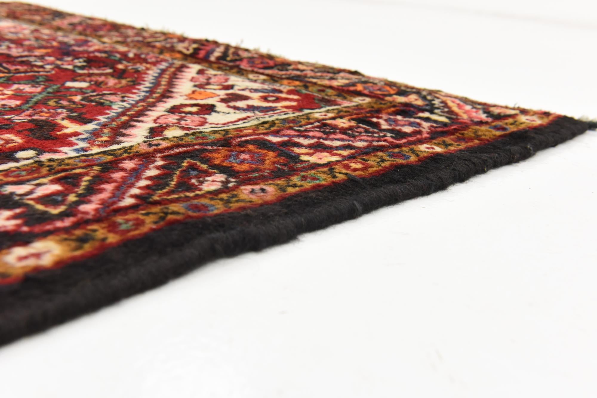 3' 8 x 9' 5 Hand Knotted Hossainabad Persian Wool Runner Rug