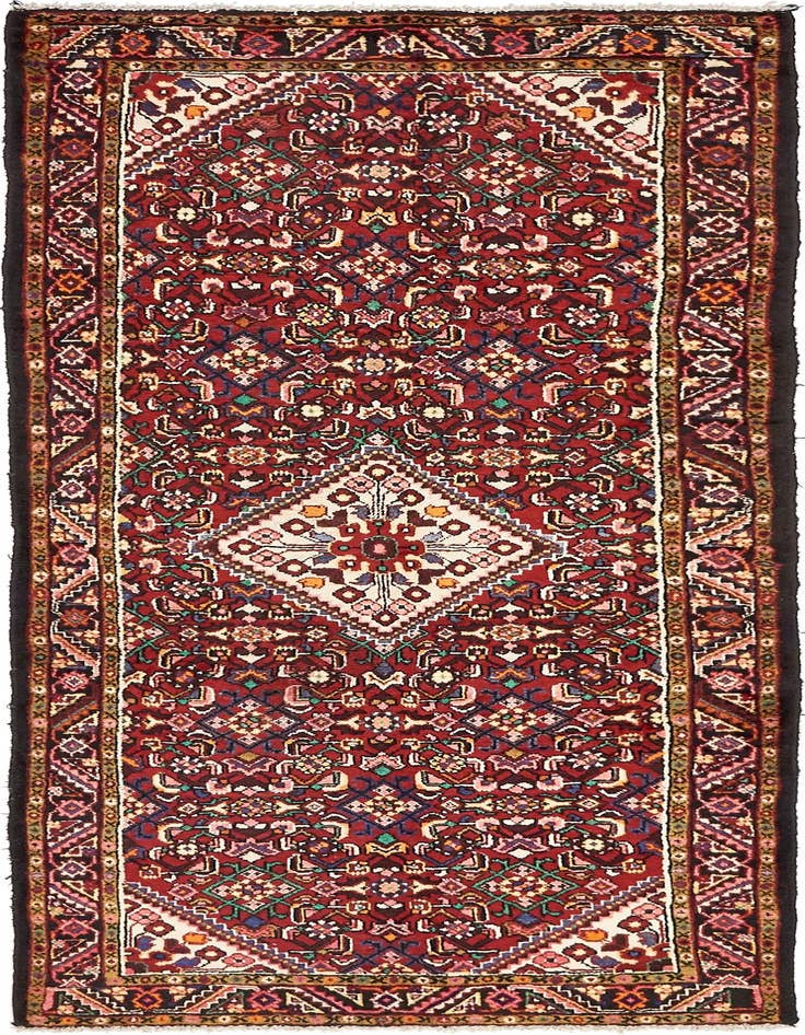 Detail image of 3' 8 x 9' 5 Hand Knotted Hossainabad Persian Wool Runner Rug