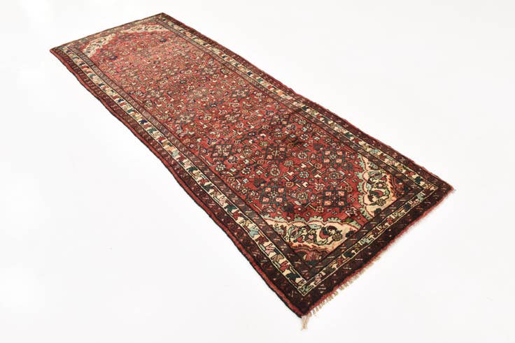 Detail image of 115cm x 315cm anudado a mano Hossainabad Alfombra Persa Lana Pasillera