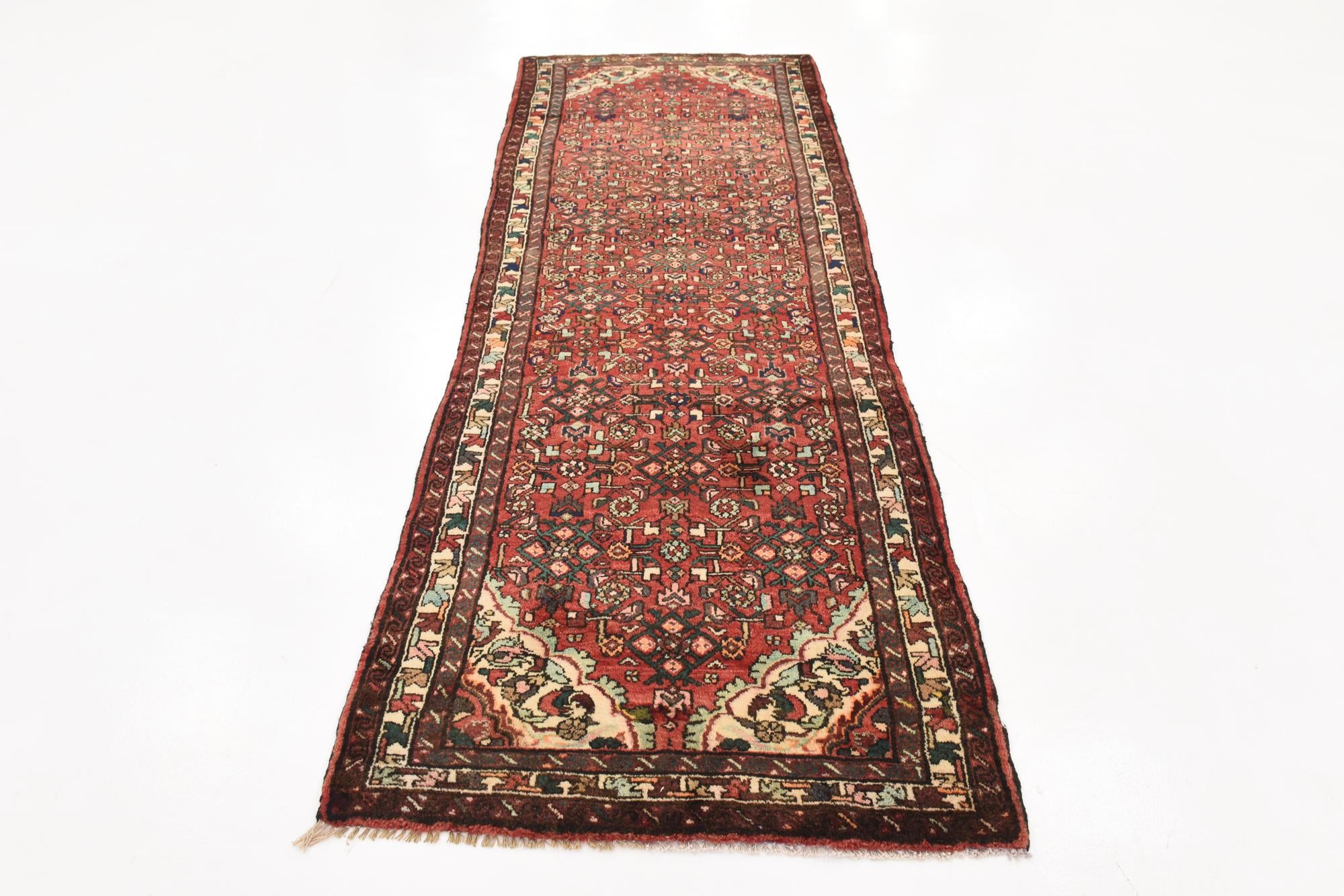 115cm x 315cm anudado a mano Hossainabad Alfombra Persa Lana Pasillera