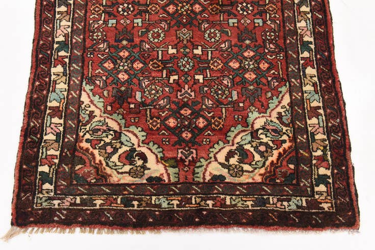 Detail image of 115cm x 315cm anudado a mano Hossainabad Alfombra Persa Lana Pasillera