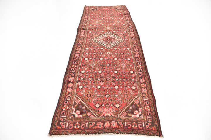 3' 6 x 10' 4 Hand Knotted Hossainabad Persian Wool Runner Rug
