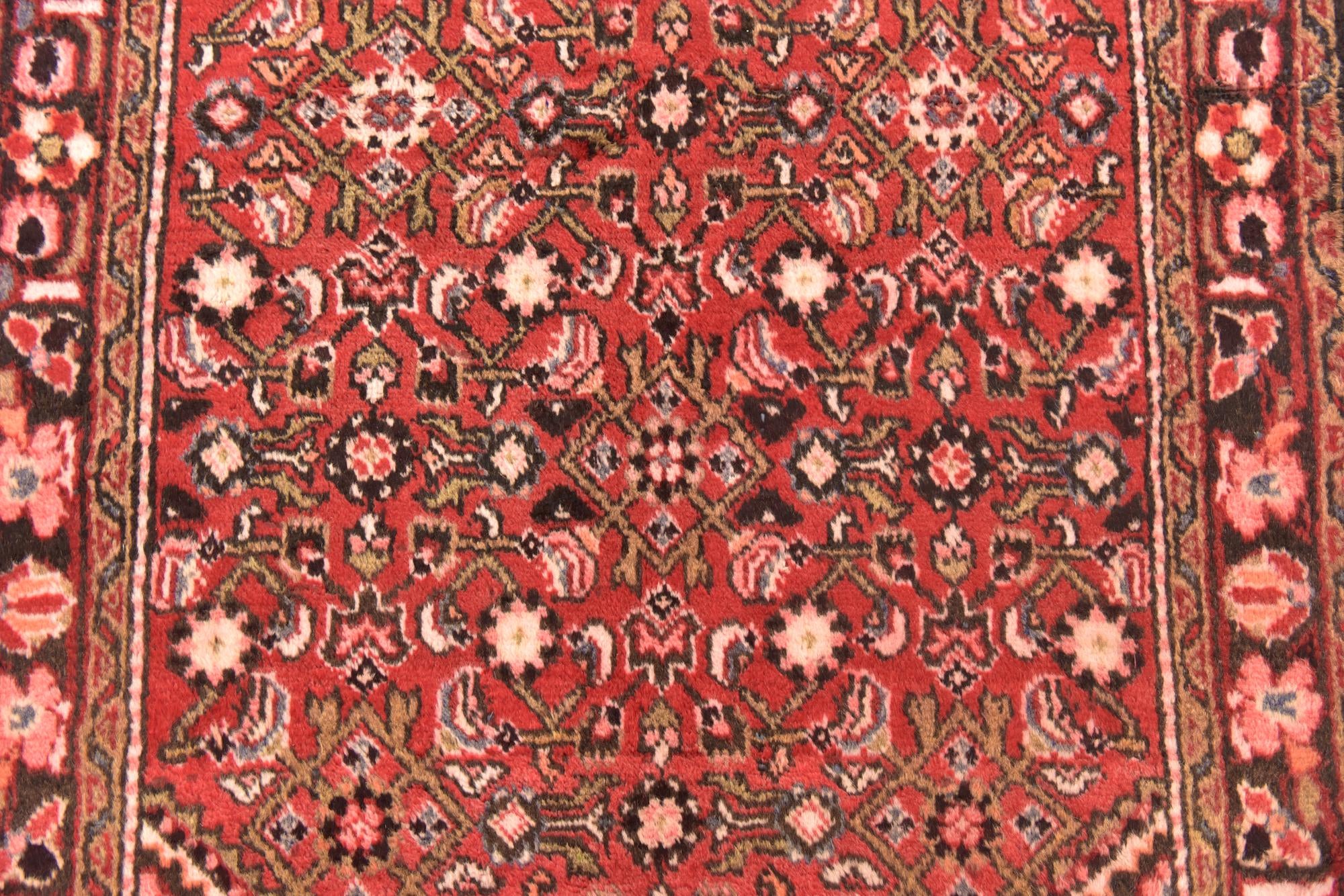 3' 6 x 10' 4 Hand Knotted Hossainabad Persian Wool Runner Rug