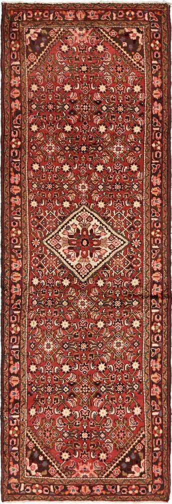 3' 6 x 10' 4 Hand Knotted Hossainabad Persian Wool Runner Rug