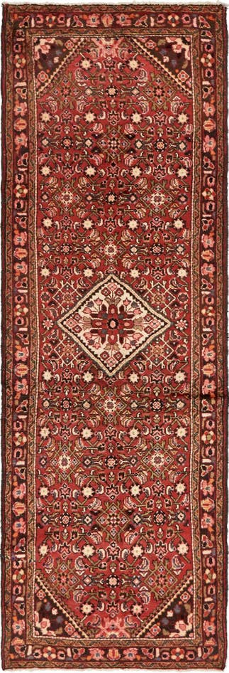 Detail image of 3' 6 x 10' 4 Hand Knotted Hossainabad Persian Wool Runner Rug