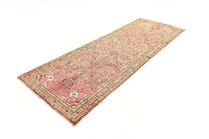 3' 6 x 10' 2 Hand Knotted Hossainabad Persian Wool Runner Rug