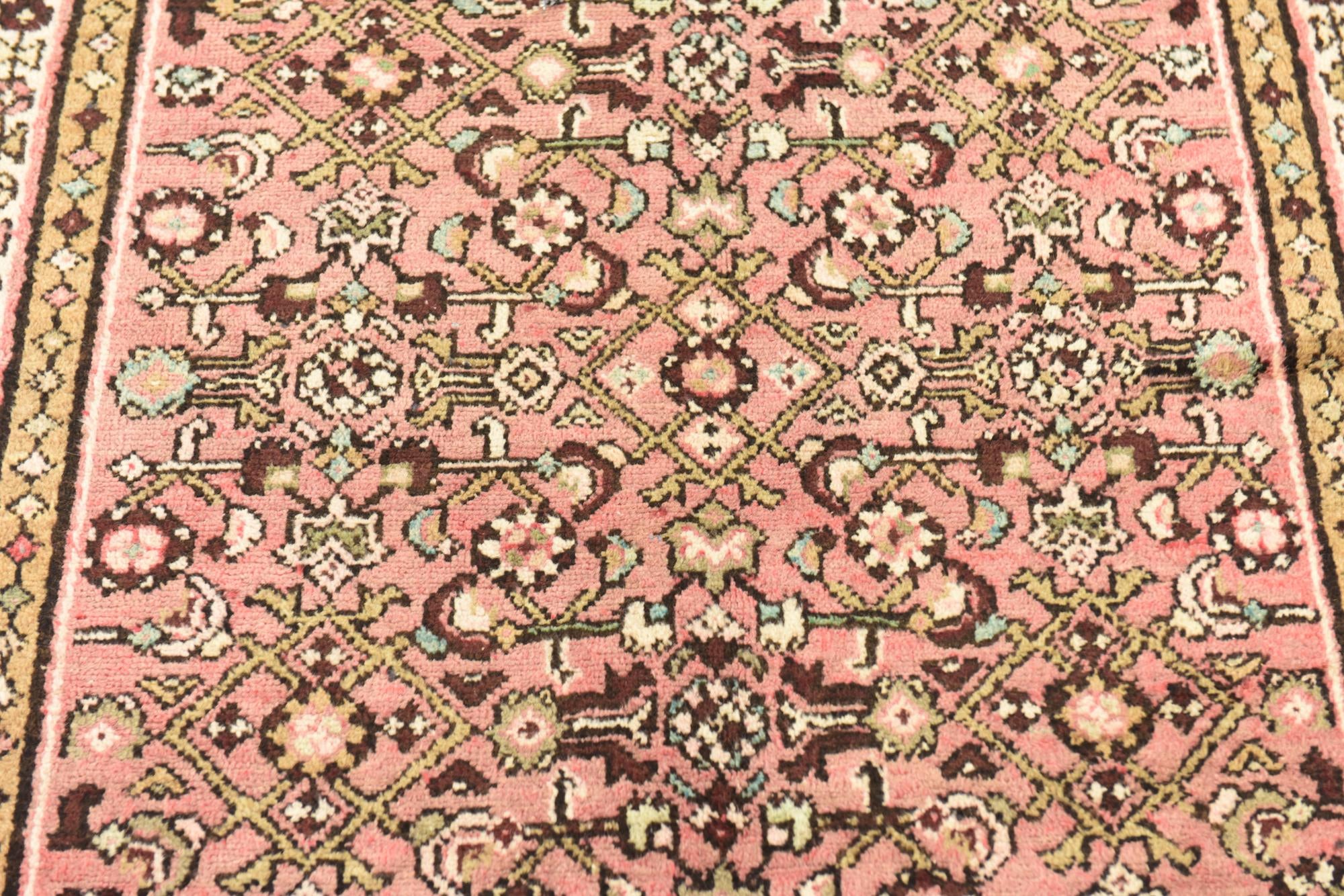 3' 6 x 10' 2 Hand Knotted Hossainabad Persian Wool Runner Rug