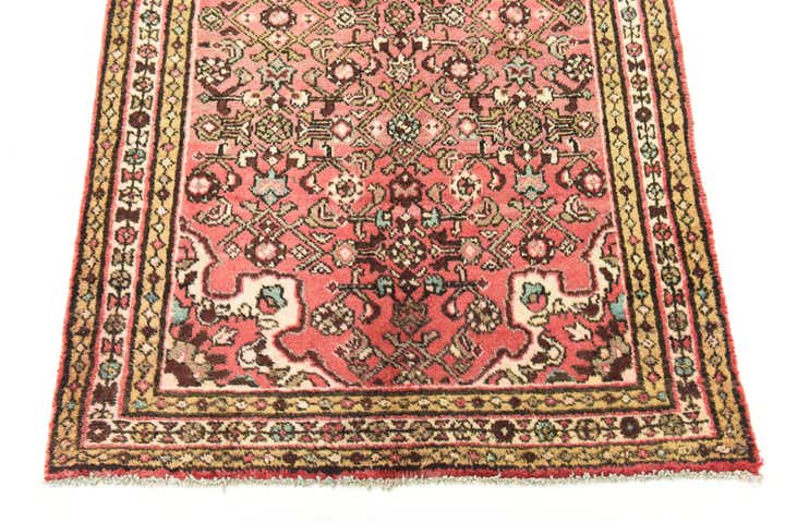 3' 6 x 10' 2 Hand Knotted Hossainabad Persian Wool Runner Rug