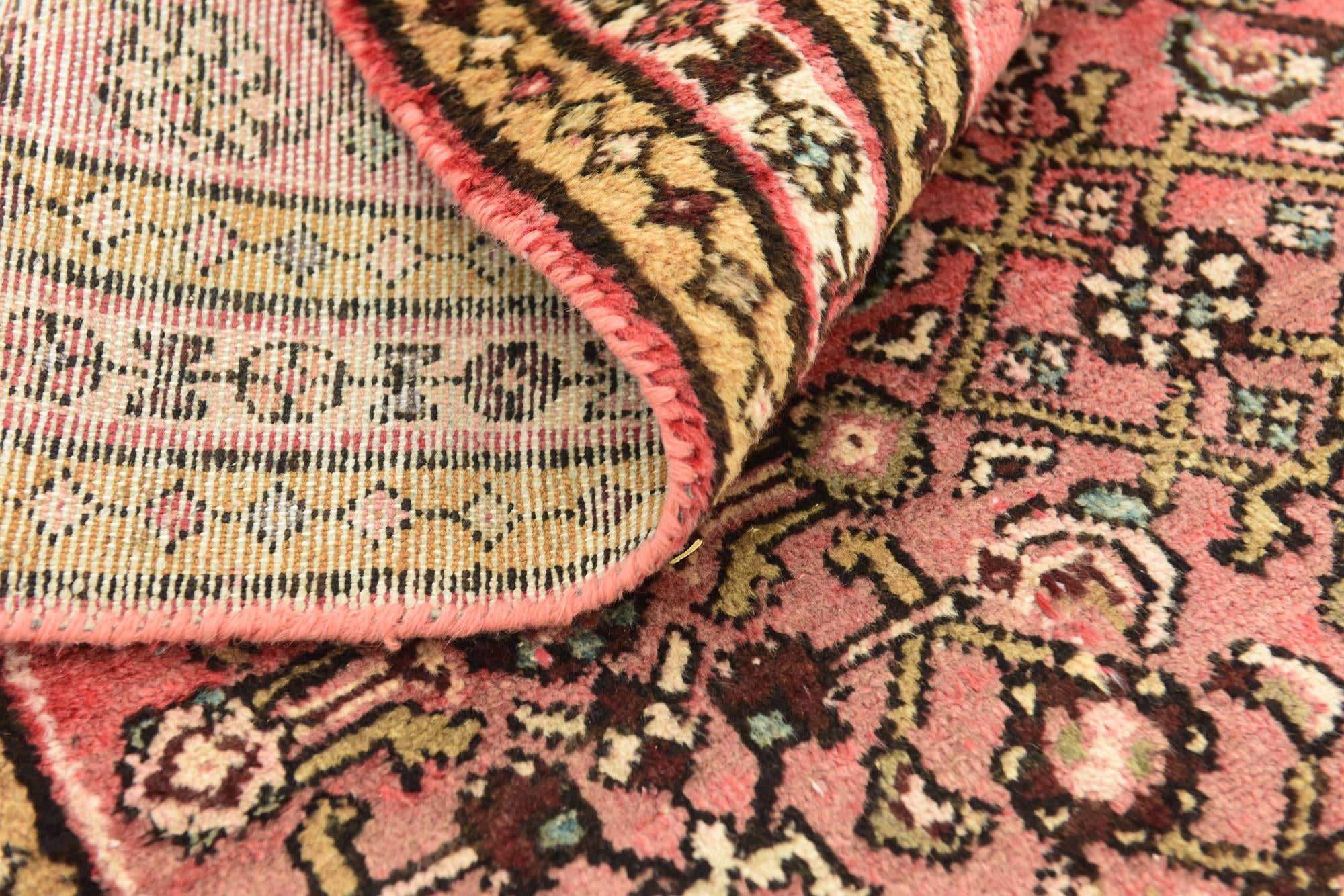 3' 6 x 10' 2 Hand Knotted Hossainabad Persian Wool Runner Rug