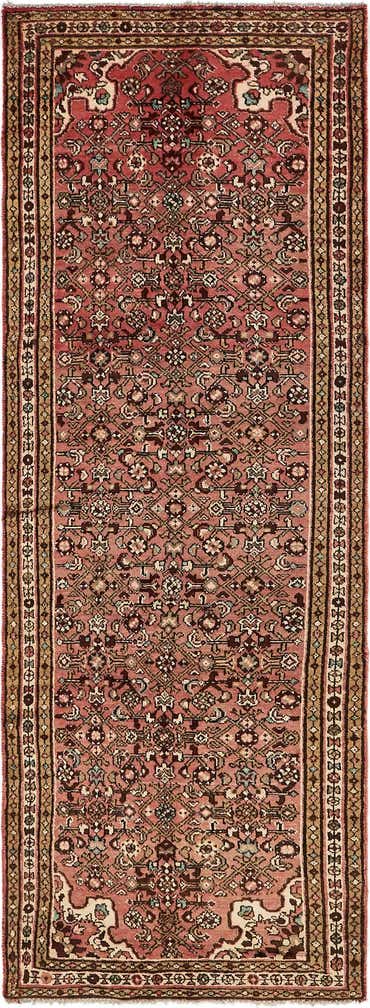 3' 6 x 10' 2 Hand Knotted Hossainabad Persian Wool Runner Rug