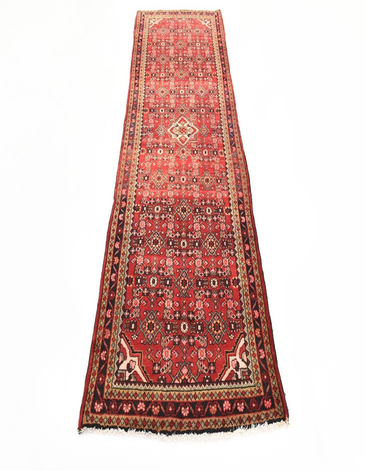 Detail image of 3' 9 x 9' 9  Hand Knotted Hossainabad Persian Wool Runner Rug