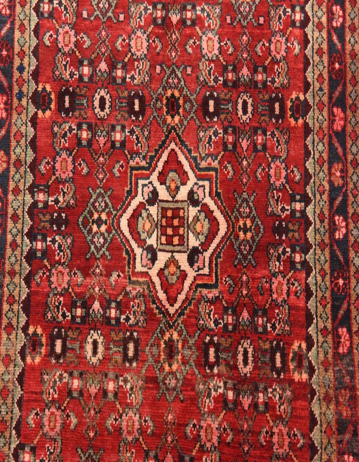 Detail image of 3' 9 x 9' 9  Hand Knotted Hossainabad Persian Wool Runner Rug