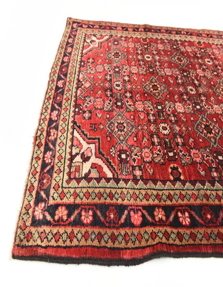 Detail image of 3' 9 x 9' 9  Hand Knotted Hossainabad Persian Wool Runner Rug
