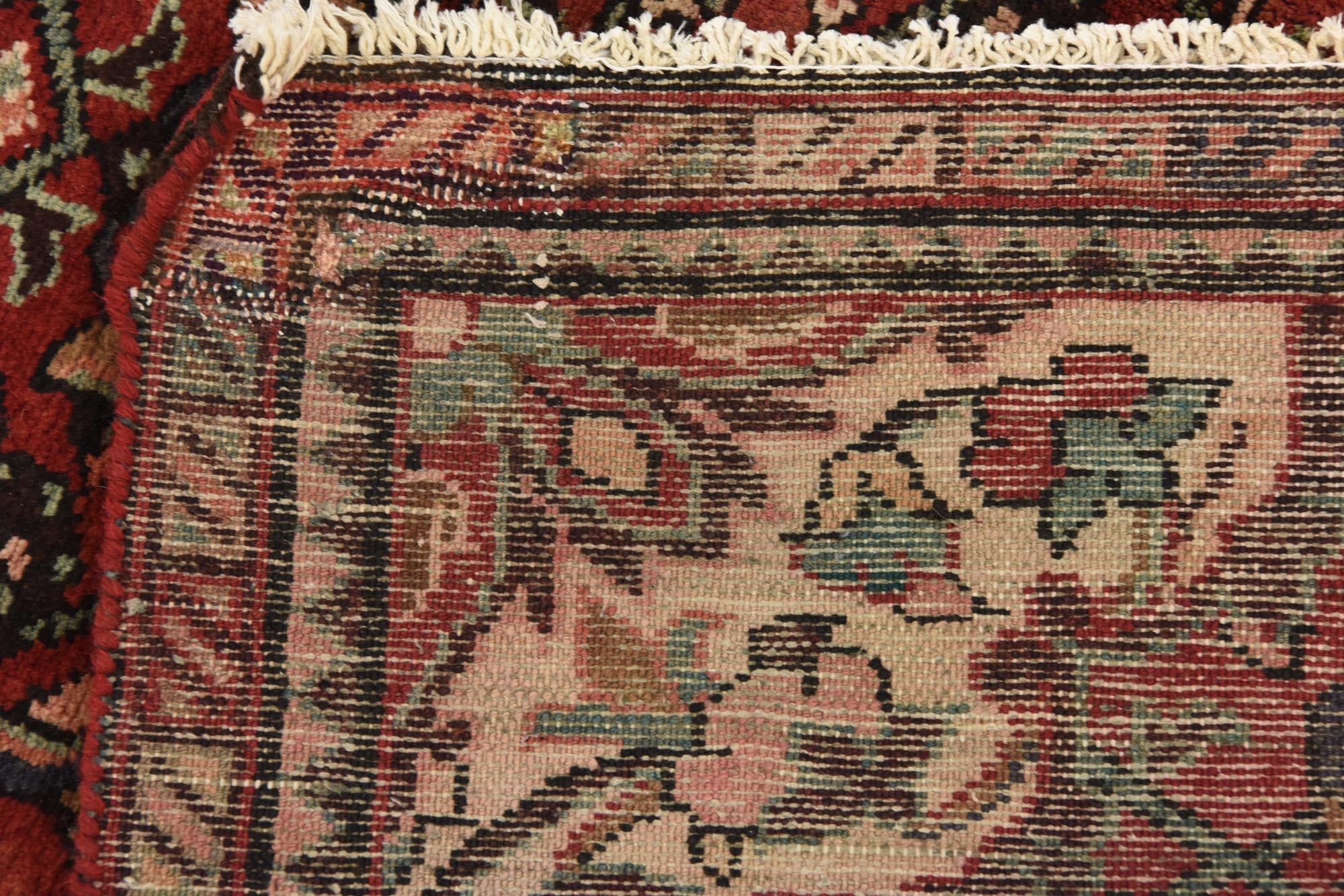 3' 11 x 10' 1 Hand Knotted Hossainabad Persian Wool Runner Rug