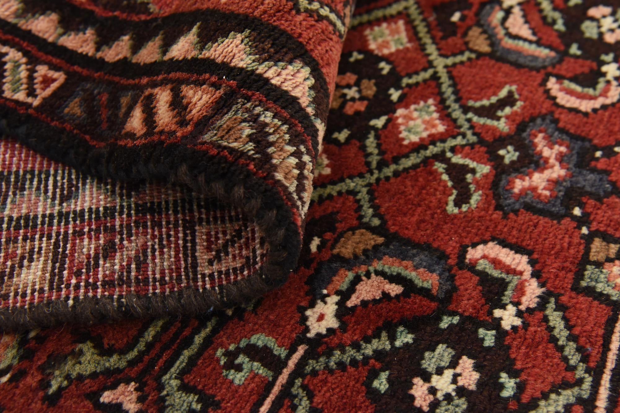 3' 11 x 10' 1 Hand Knotted Hossainabad Persian Wool Runner Rug
