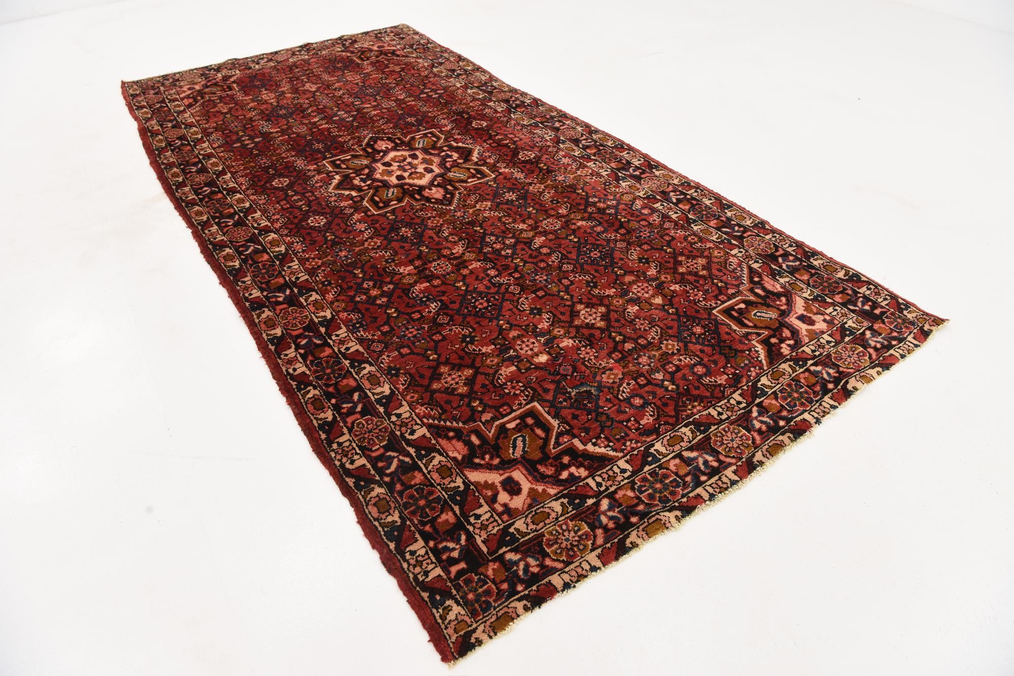 5' 5 x 11' 5 Hand Knotted Hossainabad Persian Wool Runner Rug