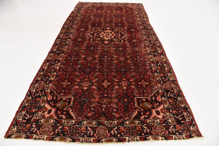 Detailansicht von 165cm x 350cm Handgeknüpft Hossainabad Persisch Wolle Läufer Teppich