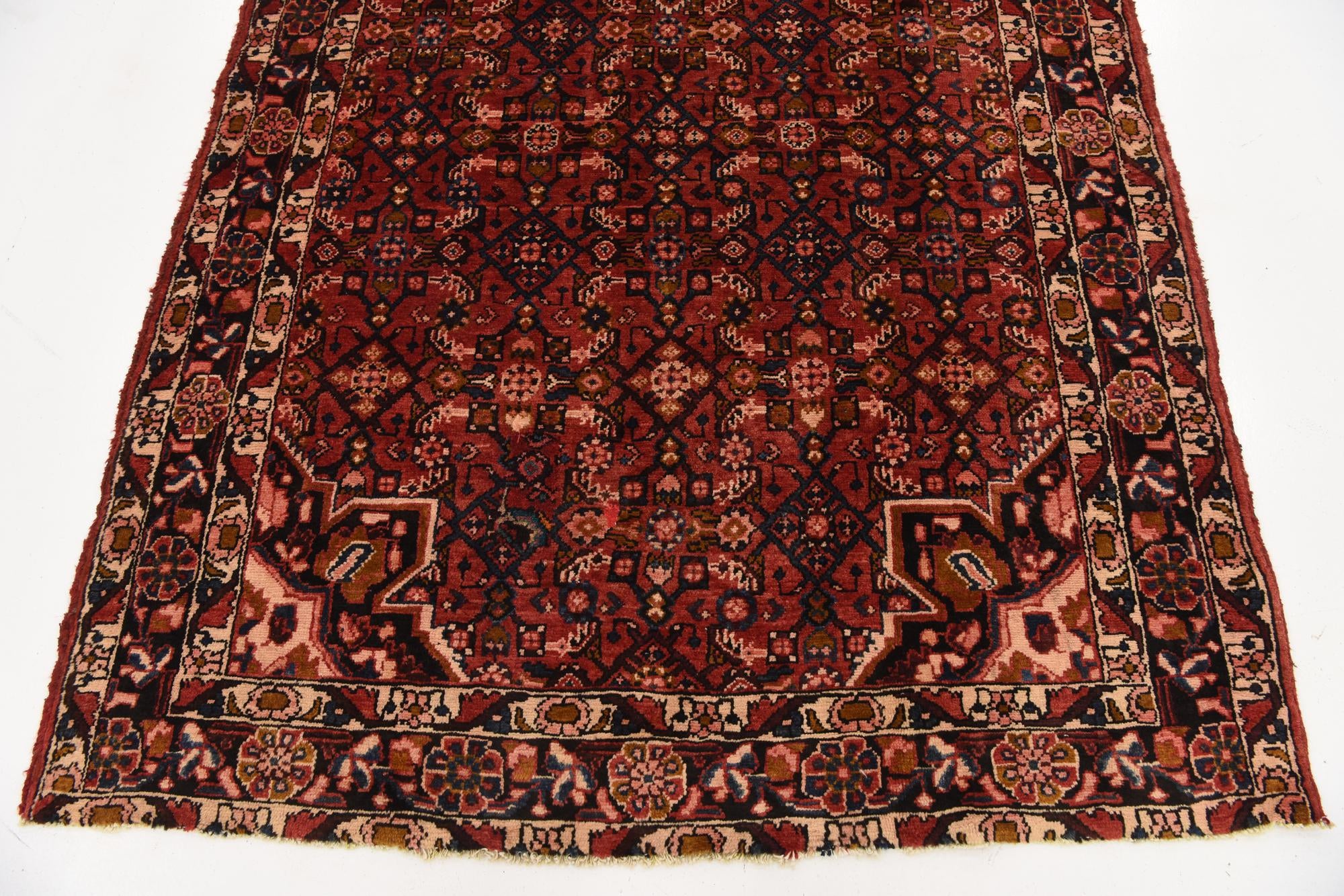 5' 5 x 11' 5 Hand Knotted Hossainabad Persian Wool Runner Rug