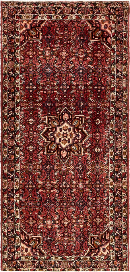 Detailansicht von 165cm x 350cm Handgeknüpft Hossainabad Persisch Wolle Läufer Teppich