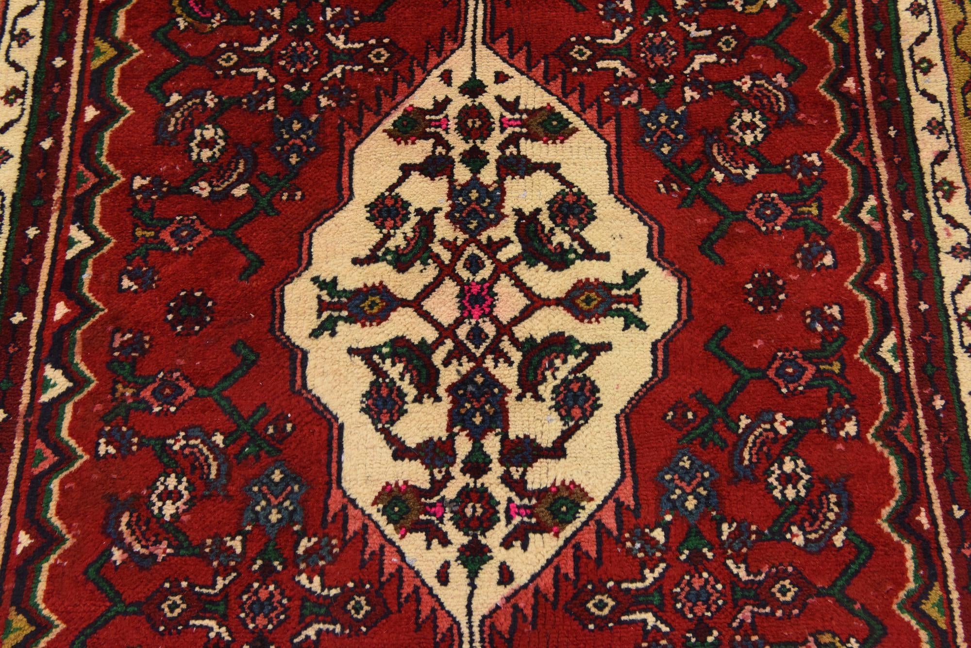 3' 5 x 9' 8 Hand Knotted Hossainabad Persian Wool Runner Rug