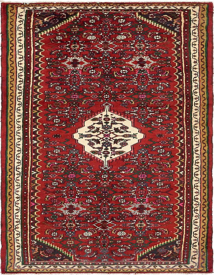 Detail image of 3' 5 x 9' 8 Hand Knotted Hossainabad Persian Wool Runner Rug