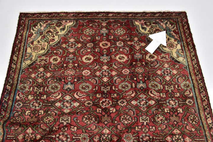 4' 3 x 10' 6 Hand Knotted Hossainabad Persian Wool Runner Rug